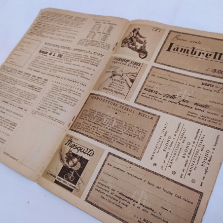 Libretto soci Touring Clun Italiano Ribassi 1949 Logoro Macchie