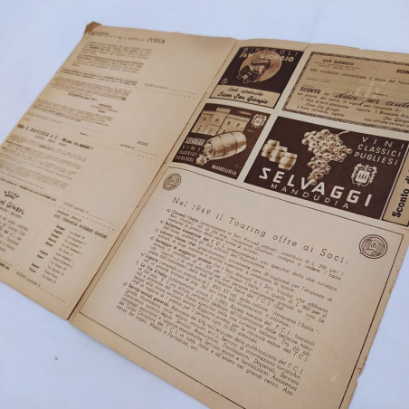 Libretto soci Touring Clun Italiano Ribassi 1949 Logoro Macchie