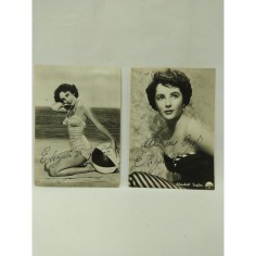 Lotto 2 cartoline autografe (da verificare) Elizabeth Taylor  - Buono