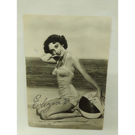 Lotto 2 cartoline autografe (da verificare) Elizabeth Taylor  - Buono