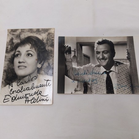 Lotto 10 foto e cartoline attori e cantanti anni 50/60 con dedica e autografo