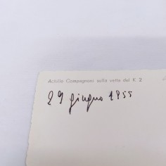 Cartolina autografa scalatore Achille Compagnoni 1955 Buono 2