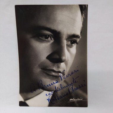 Cartolina con autografo attore Rossano Brazzi Buono