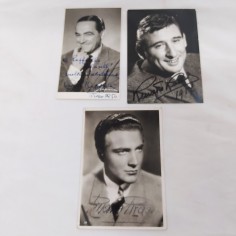 Lotto 3 cartoline attori vari con autografi originali e timbro - Buono