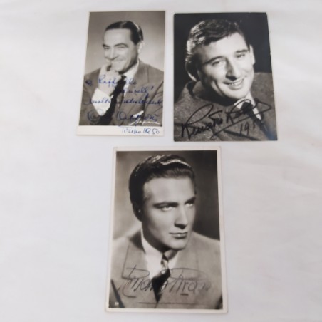 Lotto 3 cartoline attori vari con autografi originali e timbro - Buono