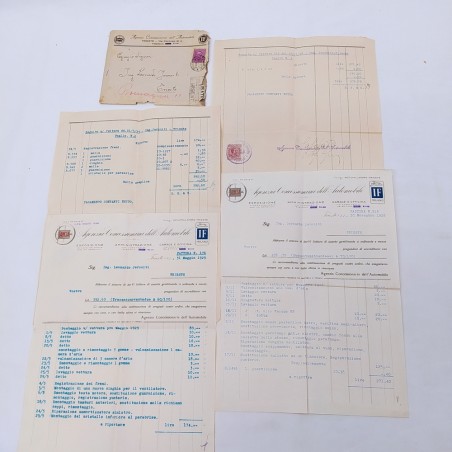 2 fatture concessionaria Lancia-Isotta Fraschini 1928-29 Busta originale Macchie