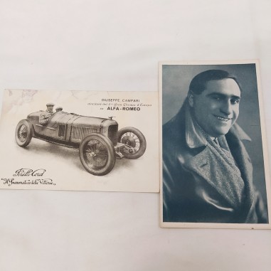 2 cartoline: pilota Giuseppe Campari e Alfa Romeo Macchie