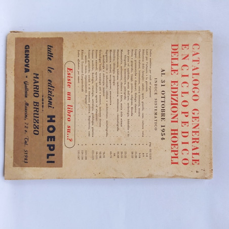 Catalogo genearale enciclopedico delle edizioni Hoepli 1954 Ingiallimenti