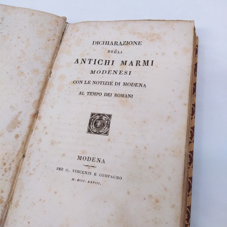 Dichiarazione degli antichi marmi modenesi Cavedoni 1828 Macchie