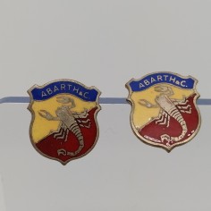 Coppia fregi originali smaltati ABARTH & C. 17x20 mm
