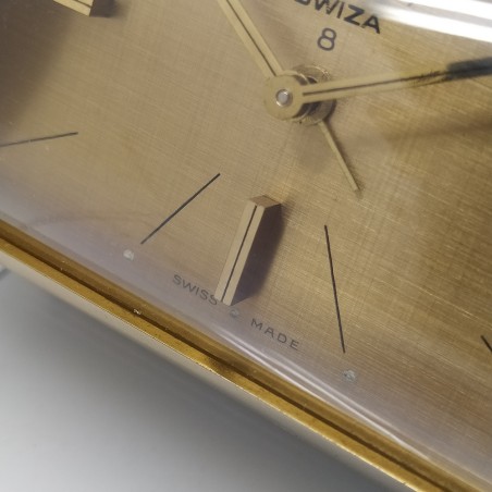 Orologio sveglia da tavolo svizzera Swiza a cilindro in ottone anni 60/70