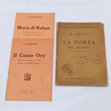 3 libretti d'opera Verdi e Donizzetti ed. 1873, 1932, 1933 Segni del tempo