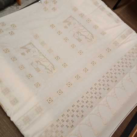 Pezza di circa 30 metri stoffa da tenda interna in cotone con ricami classici