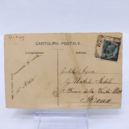 Cartolina coppa Florio 1907 bollata e timbrata Strappata e reincollata all'epoca