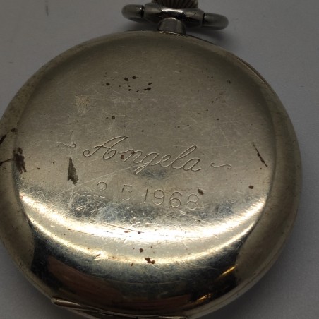 Longines orologio da tasca in acciaio quadrante bianco doppio orario