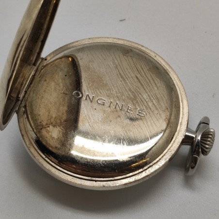 Longines orologio da tasca in acciaio quadrante bianco doppio orario