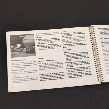 PORSCHE 911 Turbo & Carrera Owner's Manual Mod. 86 inglese