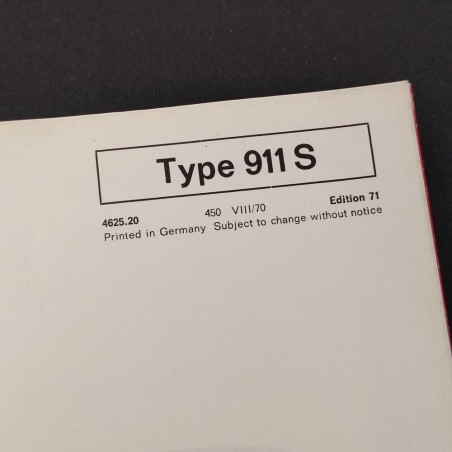PORSCHE Type 911 S - 2,2 liter Owner's manual inglese 1971