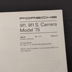 PORSCHE 911 911S 911 Carrera Guarantee Maintenance Record 1975 2
