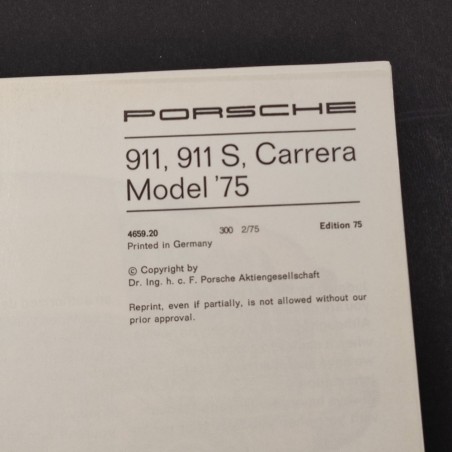 PORSCHE 911 911S 911 Carrera Guarantee Maintenance Record 1975