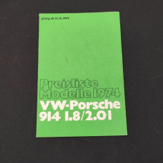 Preiseliste Modelle 1974 WV Porsche 914 1.8 / 2.01