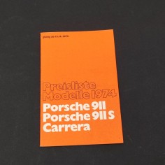 Preiseliste Modelle 1974 Porsche 911 & 911 S Carrera
