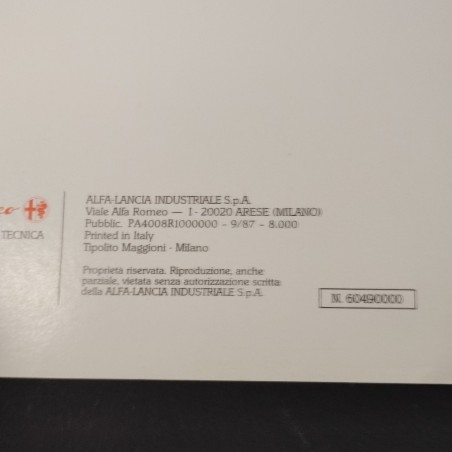 ALFA ROMEO 164 3.0 V6 Libretto uso manutenzione 09/1987 ottimo