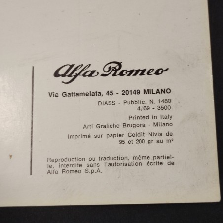 ALFA ROMEO Giulia 130 TI Conduite et Entretien 04/1969