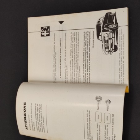 ALFA ROMEO Giulia 1600 S Libretto uso manutenzione 01/1969