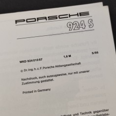PORSCHE 924 S Betriebsanleitung 05/86 Libretto uso manutenzione tedesco 2