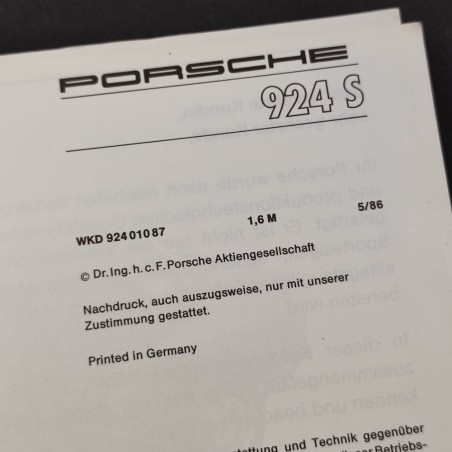 PORSCHE 924 S Betriebsanleitung 05/86 Libretto uso manutenzione tedesco