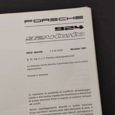PORSCHE 924 & Turbo Uso manutenzione Servizio Assistenza modello 1981 2