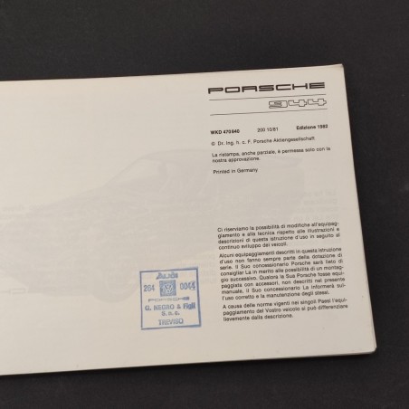 PORSCHE 924 Uso manutenzione 1982 Servizio assistenza parzialmente compilato