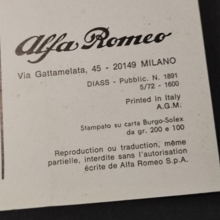 ALFA ROMEO Spider Junior 1.3/1.6 Conduite et entretien 05/72 francese
