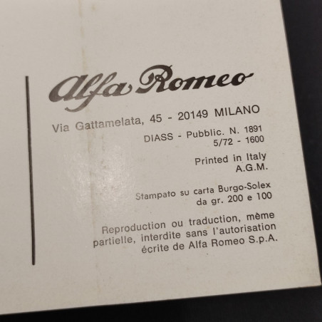 ALFA ROMEO Spider Junior 1.3/1.6 Conduite et entretien 05/72 ingiallimenti