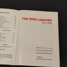 FIAT 1500 cabriolet Betriebsanleitung 4 ausgabe 603.00.436 - X 1965 2