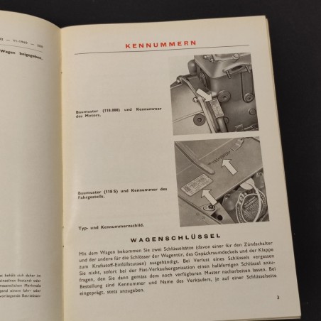 FIAT 1500 zweisitziges Kabriolett Betriebsanleitung 2° ausgabe VI 1960