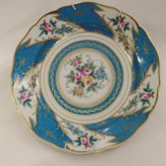 Piatto porcellana Dècor main Francia decorato a mano con finiture dorate - Buono