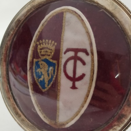 Stemma del Torino calcioricamato su velluto in cornice in plastica - Macchie