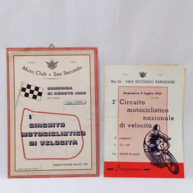 Programma e manifesto circuito motociclistico San Secondo 1952-53- Ingiallimenti