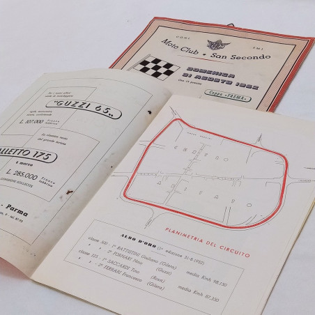 Programma e manifesto circuito motociclistico San Secondo 1952-53- Ingiallimenti