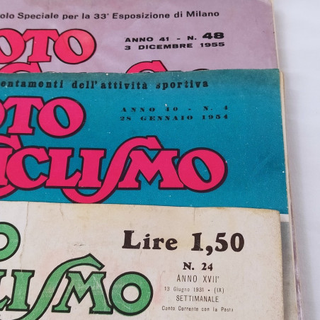 Lotto 3 riviste Moto Ciclismo 1931/1954/1955 Segni del tempo
