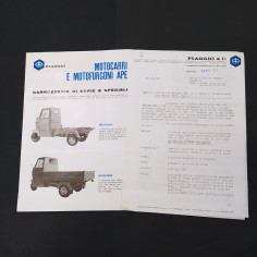 Catalogo Piaggio Ape e lettera promozionale 1968 - Ingiallimenti