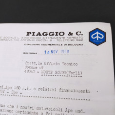 Catalogo Piaggio Ape e lettera promozionale 1968 - Ingiallimenti 2