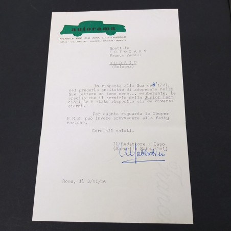 Lotto 7 lettere Autorama a Zagari una firmata Sabbatini 1959 - Ingiallimenti