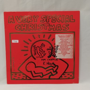 Disco vinile natalizio con disegno autografo Keith Haring 1987 - Segni del tempo