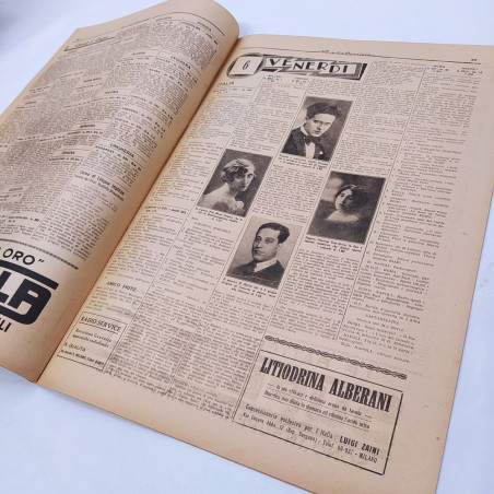 Lotto 6 numeri settimanale Radiocorriere 1930 - Ingiallimenti e macchie