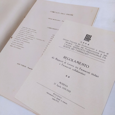 Relazione Unione fascista dei professionisti Modena 1939 - Ingiallimenti