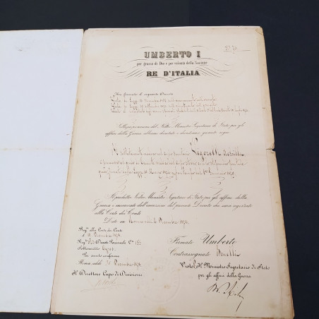 Lotto 4 diplomi, decreti annate varie 1878, 1876, 1917 - Ingiallimenti