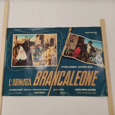 Manifesto film L'armata Brancaleone autografi - Segni dovuti all'affissione